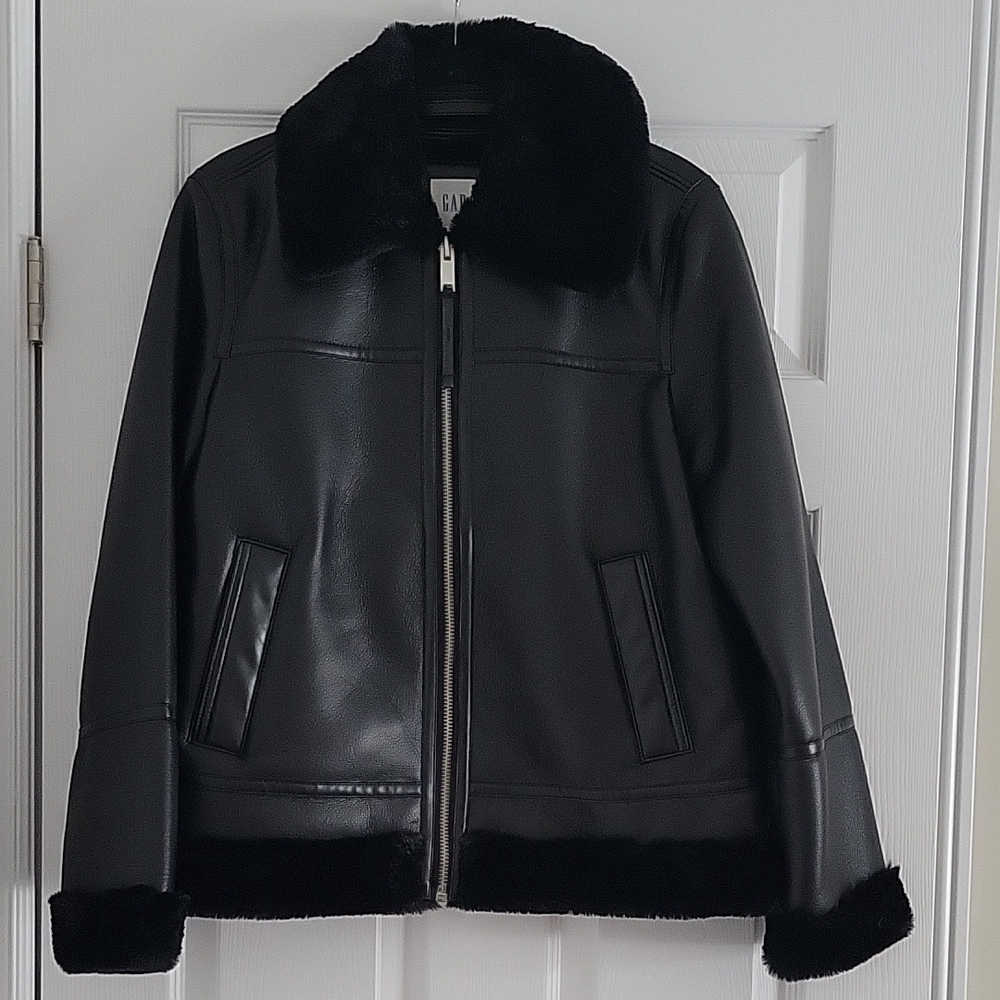 Gap Black Faux Leather Jacket